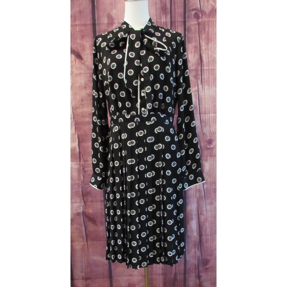 ModCloth Just My Typist Pleated Shirt Dress Black White Retro Vintage Large NWOT - Picture 2 of 13